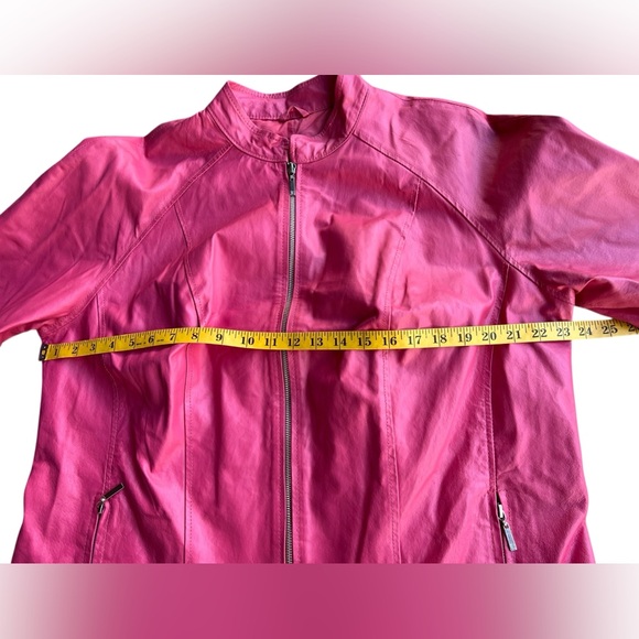 JESSICA LONDON 100% Pink Leather Moto Full-Zip Jacket Sz 18 City Chic Luxe Glam - Picture 9 of 12